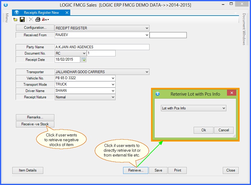 fmcg receipts register header